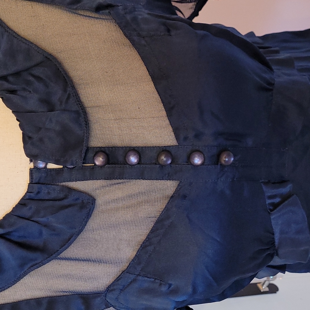 MARC JACOBS navy silk blouse - Picture 2 of 7